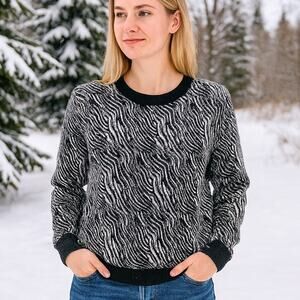 Nordstrom SZ 2X Wool/Alpaca/Silk/Cashmere Blend Cropped Tiger Print Sweater